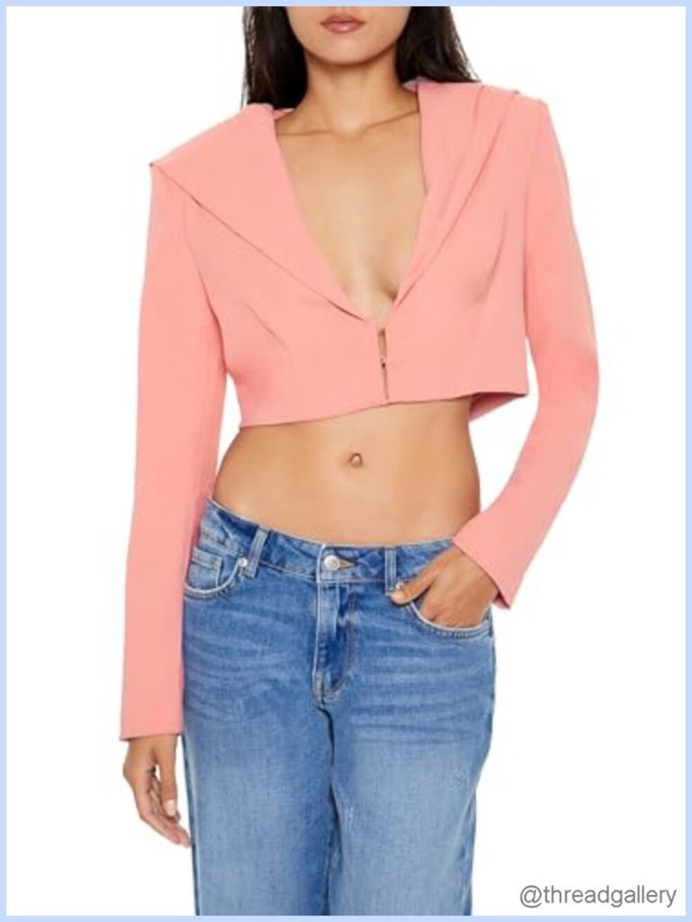 Forever 21 Women's Plunging Hooded Cropped Blazer